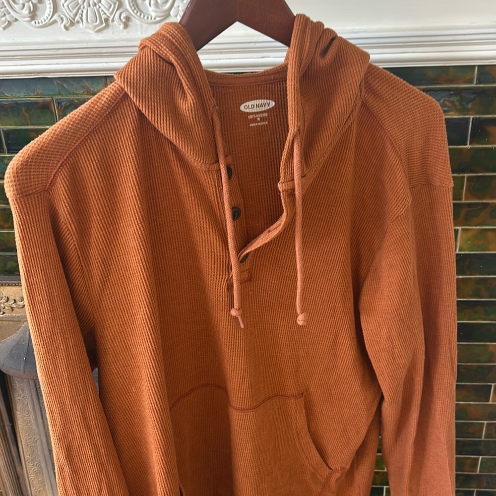 Waffle knit rust pullover